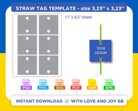 Straw Tag Label Template Straw Tag SVG Template Sublimation - Etsy