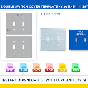 Switch Plate Cover Template, Svg, Png, Dxf, Eps, Label, Wrapper, Canva, Silhouette, Cricut, Cut file, Sublimation, Printable, Digital, Gift