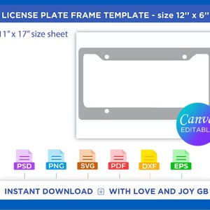 Car Drive License Plate Frame Templat, Png, Dxf, Eps, Pdf, Label, Wrapper, Canva, Cricut, Silhouette, Cut File, Sublimation, Printable, Gift