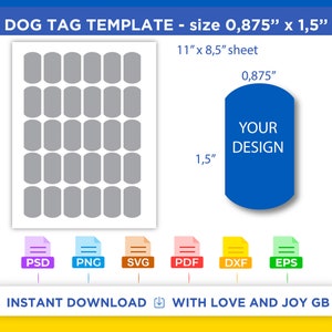 Dog Tag Template Svg Png Dxf Eps Label Wrapper Canva - Etsy