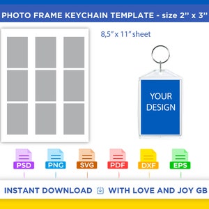 Acrylic Photo Frame Insert Keychain Template, Svg, Png, Dxf, Eps, Label, Wrapper, Canva, Silhouette, Cricut, Cut File, Sublimation, Gift