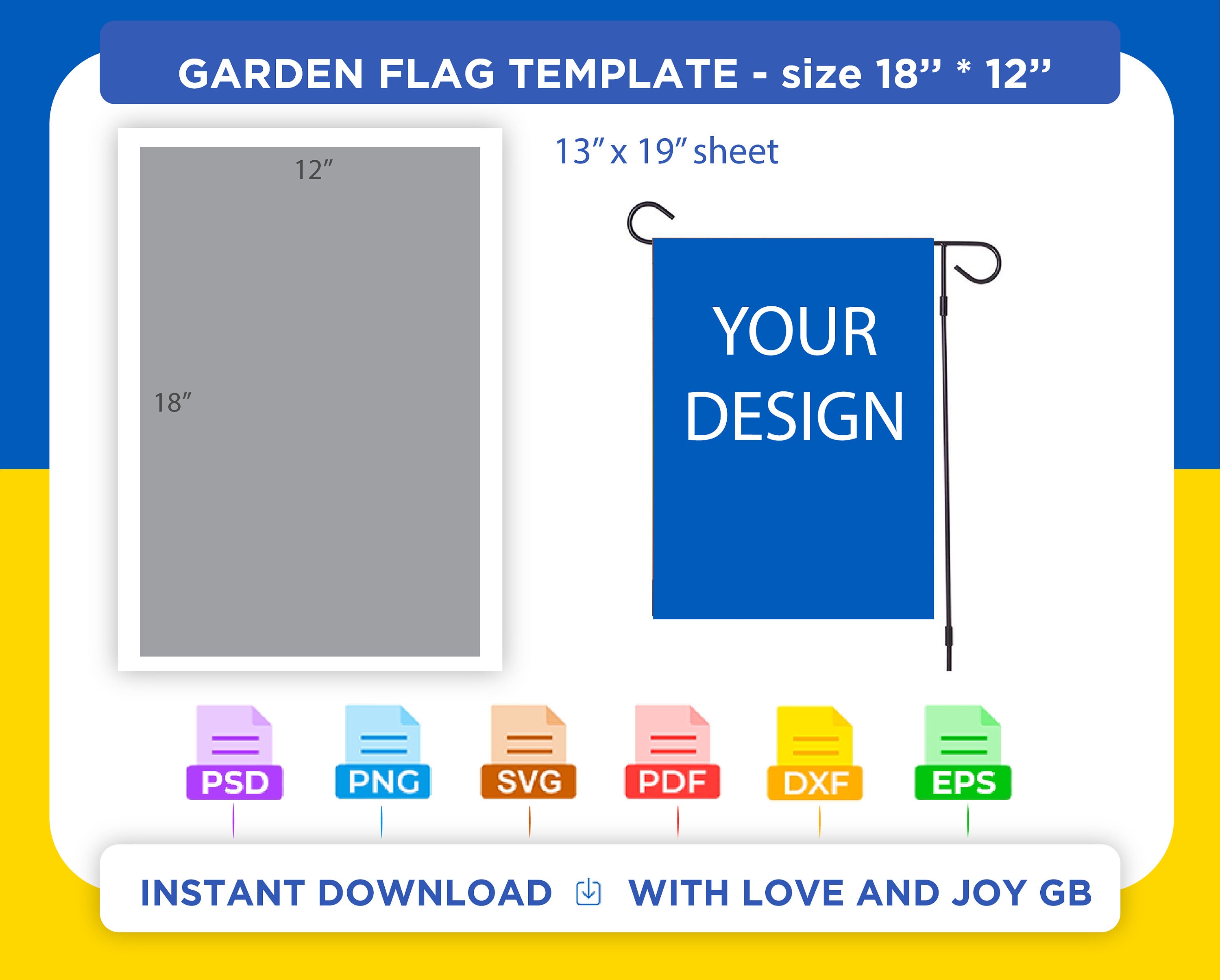 Garden Flag Template Png Svg Dxf Eps Label Wrapper Cut Etsy