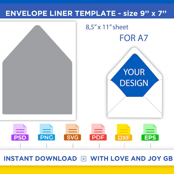 A7 Envelope Liner template, Png, Svg, Dxf, Eps, Canva, Label, Wrapper, Cut File, Cricut, Silhouette, Sublimation, Printable, Digital, Gift