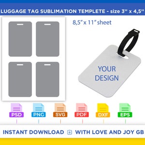 Luggage Tag Template, Png, Svg, Dxf, Eps, Label, Wrapper, Canva, Cricut, Silhouette, Sublimation, Cut File, Printable, Digital, Diy, Gift