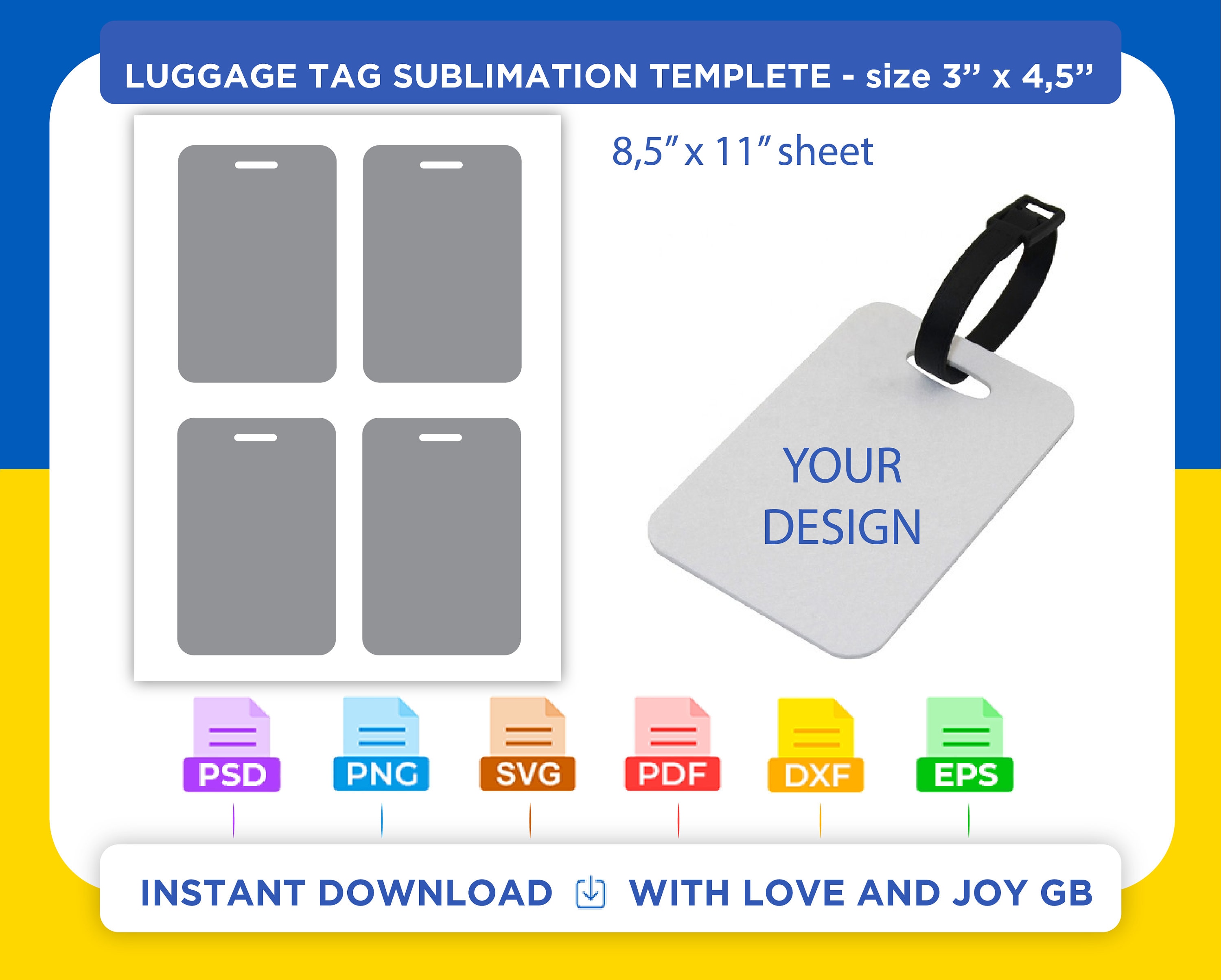 Luggage Tag Template Png Svg Dxf Eps Label Wrapper Etsy Australia