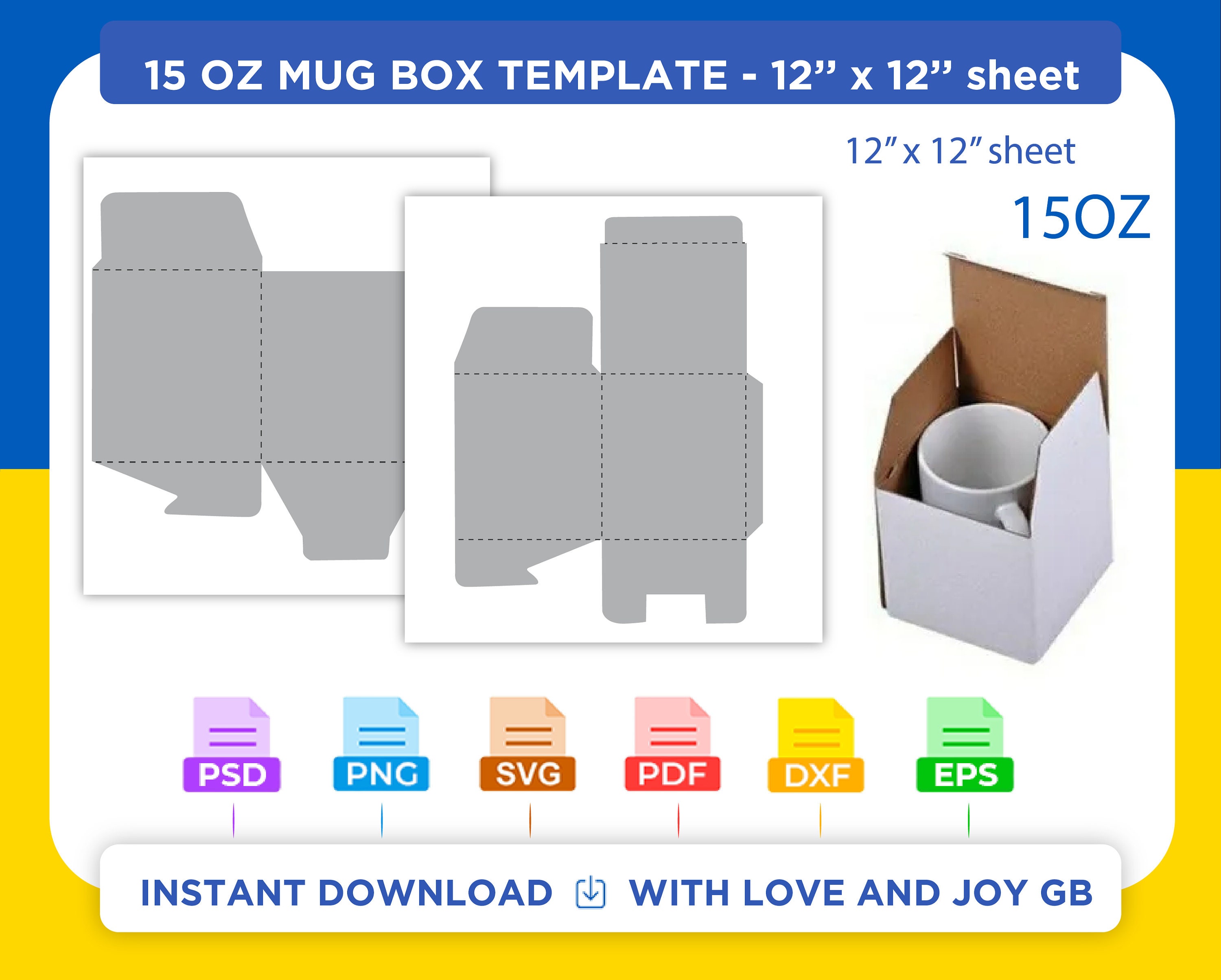 Mug Box Label Sticker Mug Box Template, Png, Svg, Dxf, Eps, Pdf, Label, Wrapper, Canva ...