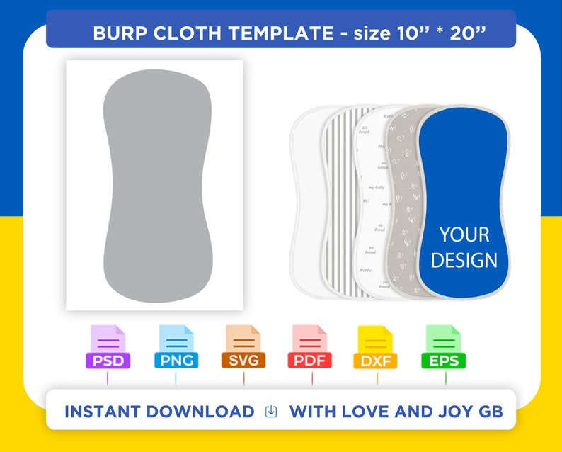 Baby Burp Cloth Template Png Svg Dxf Eps Label Wrap Etsy