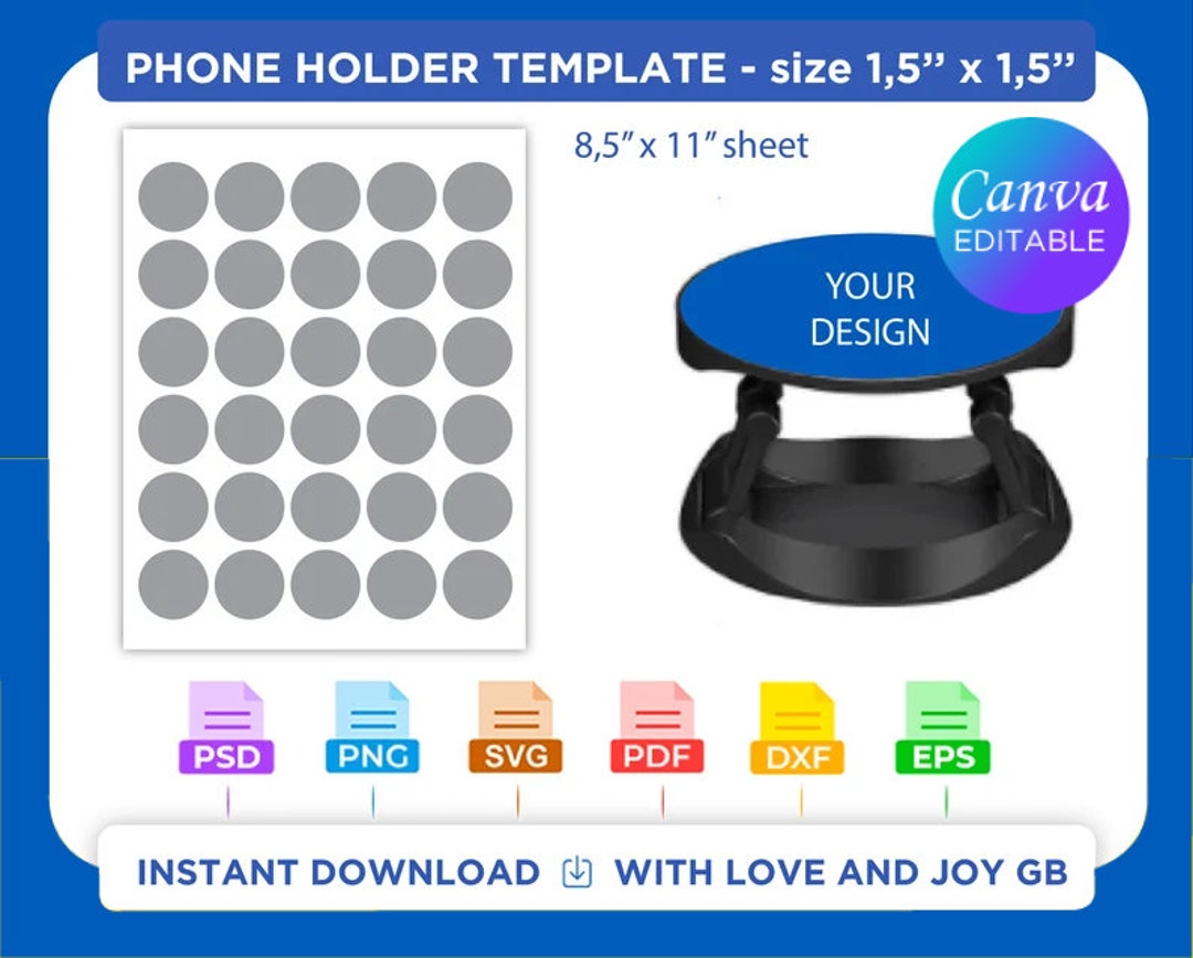 Phone Holder Template, Png, Svg, Dxf, Eps, Label, Wrapper, Canva ...