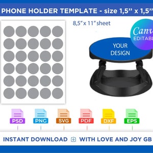 Phone Holder Template, Png, Svg, Dxf, Eps, Label, Wrapper, Canva, Cricut, Silhouette, Sublimation, Cut file, Printable, Digital, Gift, Diy