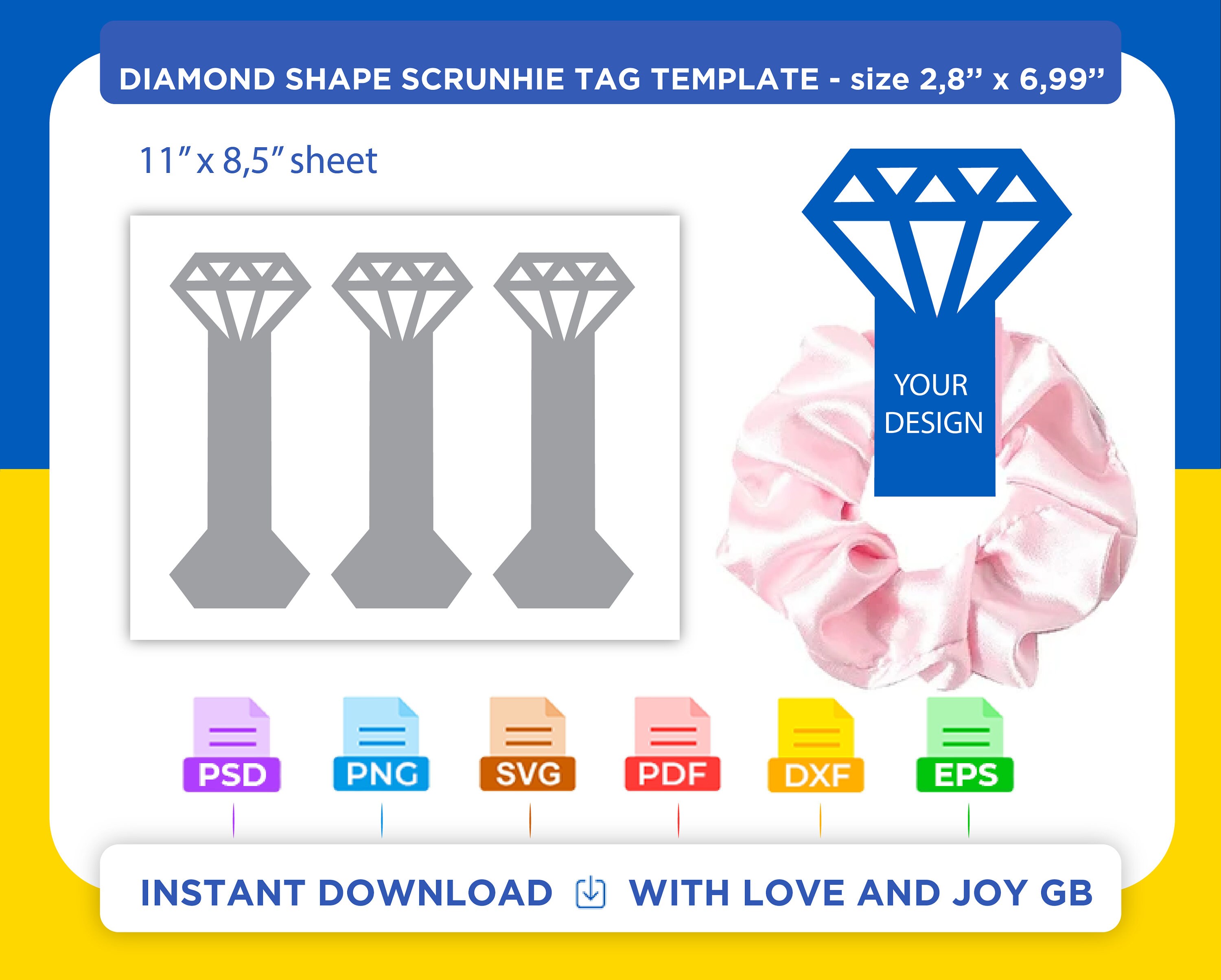 Diamond Scrunchie Tag Template Svg Png Dxf Eps Canva Etsy UK Diamond Scrunchie Tag Template Svg Png Dxf Eps Canva Etsy UK
