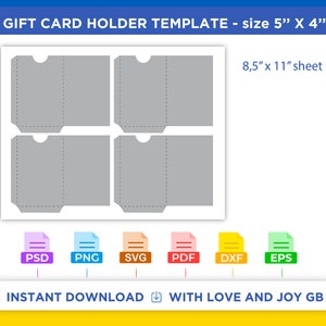 Card Holder Template, Png, Svg, Pdf, Dxf, Eps, Diy, Gift, Wrapper, Label, Canva, Cricut, Notion, Cut File, Sublimation, Printable, Download