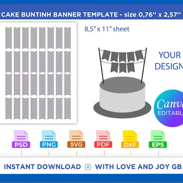 Modèle de bannière de banderoles de gâteau, Svg, Png, Dxf, Eps, étiquette, emballage, toile, Cricut, Silhouette, fichier de coupe, sublimation, imprimable, numérique, cadeau