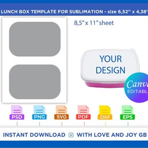 Lunch Box Template, Png, Svg, Dxf, Eps, Label, Wrapper, Canva, Cricut, Silhouette, Sublimation, Cut File, Printable, Digital, Diy, Gift