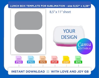 Lunch Box Vorlage, Png, SVG, Dxf, Eps, Etikett, Wrapper, Canva, Cricut, Silhouette, Sublimation, Cut File, Printable, Digital, DIY, Geschenk
