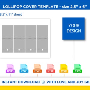 Lollipop Cover Template, Png, Svg, Dxf, Eps, Label, Wrapper, Canva, Cricut, Silhouette, Sublimation, Cut file, Printable, Digital, Gift, Diy
