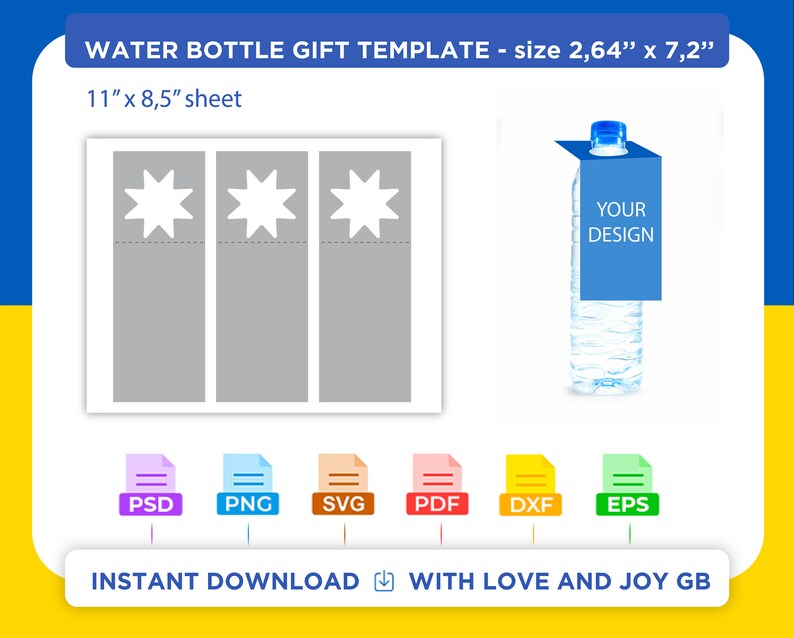Water Bottle Tag Template Svg Png Dxf Eps Label Wrapper Etsy UK