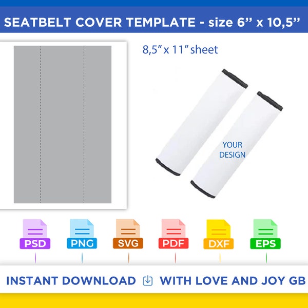 Seat Belt Cover Template, Svg, Png, Dxf, Eps, Canva, Label, Wrap, Cut File, Cricut, Silhouette, Sublimation, Printable, Digital, Diy, Gift