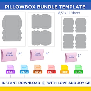 Bundle Pillow Box Template, Svg, Png, Dxf, Eps, Label, Wrapper, Canva, Cricut, Silhouette, Cut File, Sublimation, Printable, Digital, Gift