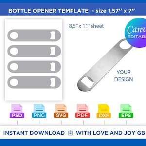 Flat Bottle Opener Template, Png, Svg, Dxf, Eps, Label, Wrapper, Canva, Cricut, Silhouette, Cut File, Sublimation, Printable, Digital, Gift