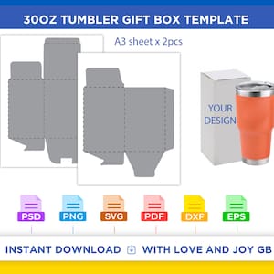 Tumbler Box Template, Svg, Png, Dxf, Eps, Label, Wrapper, Canva, Cricut, Silhouette, Cut File, Sublimation, Printable, Digital, Diy, Gift
