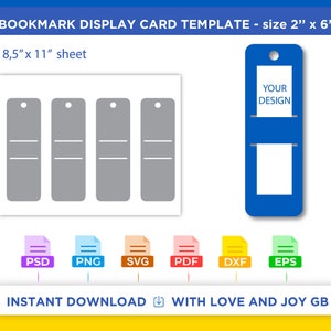 Bookmark Display Card Holder Template, Svg, Png, Dxf, Eps, Label, Wrapper, Canva, Cricut, Silhouette, Cut File, Sublimation, Printable, Diy