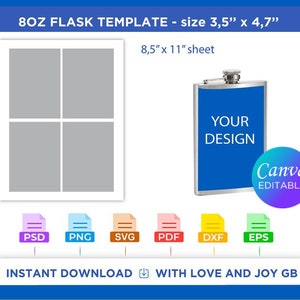 Flask jig Template, Png, Svg, Dxf, Eps, Pdf, Psd, Jpg, Ai, Diy, Gift, Cut File, Label, Wrapper, Canva, Notion, Cricut, Sublimation, Download