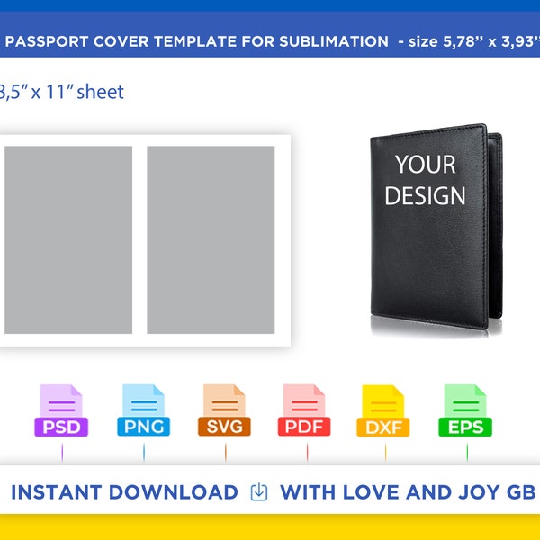 Passport Holder Cover Template, Png, Svg, Dxf, Eps, Label, Wrapper, Canva, Cricut, Silhouette, Sublimation, Cut file, Printable, Digital