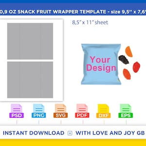 Fruit Snack Template, Svg, Png, Dxf, Eps, Label, Wrapper, Canva, Cricut, Silhouette, Cut File, Sublimation, Printable, Digital, Gift, Diy
