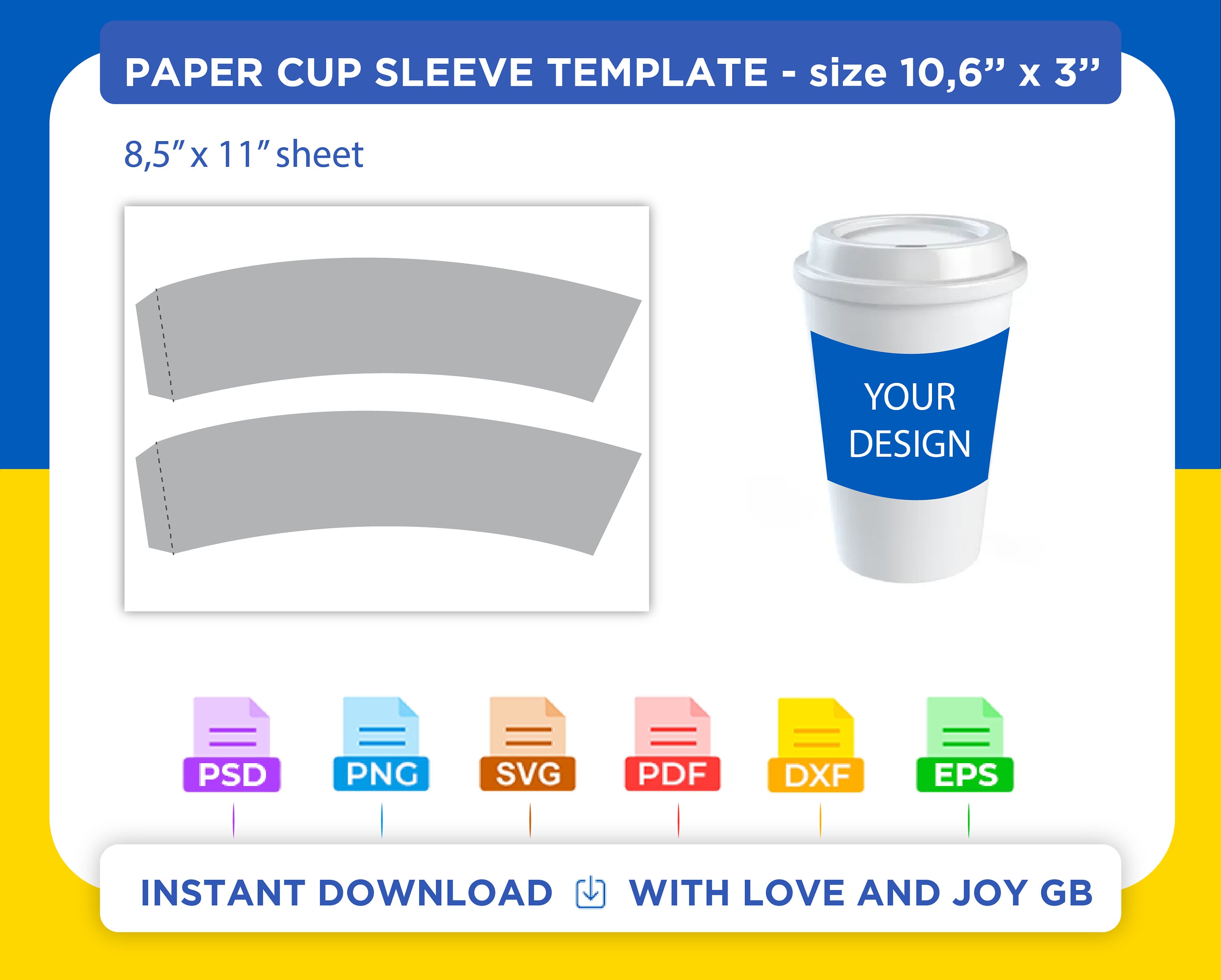 Paper Coffee Cup Sleeve Template Svg Png Dxf Eps Label Etsy Australia Paper Coffee Cup Sleeve Template Svg Png Dxf Eps Label Etsy Australia