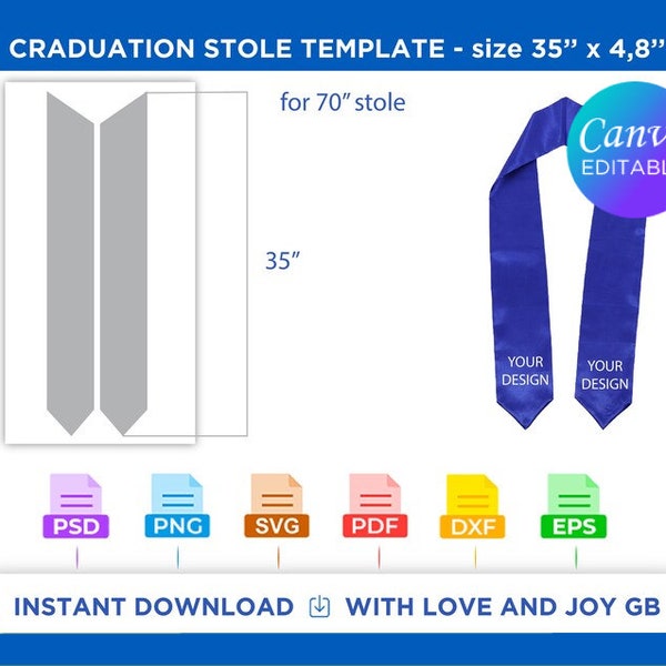 Graduation Stole Template, Svg, Png, Dxf, Eps, Label, Wrap, Canva, Cricut, Silhouette, Cut File, Sublimation, Printable, Digital, Diy, Gift