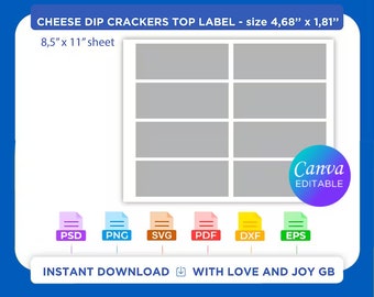 Cheese dip crackers snacks Template, Svg, Png, Dxf, Eps, Label, Wrap, Canva, Silhouette, Cricut, Cut File, Sublimation, Printable, Diy, Gift