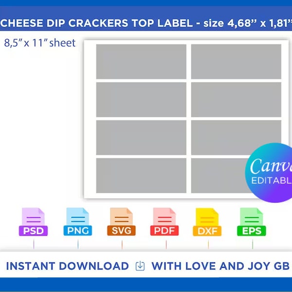 Cheese dip crackers snacks Template, Svg, Png, Dxf, Eps, Label, Wrap, Canva, Silhouette, Cricut, Cut File, Sublimation, Printable, Diy, Gift