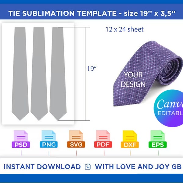 Neck Tie Template, Svg, Png, Dxf, Eps, Pdf, Label, Wrapper, Canva, Cricut, Silhouette, Cut File, Sublimation, Printable, Digital, Diy, Gift