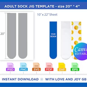 Adult Sock Jig Label Template, Png, Svg, Dxf, Eps, Pdf, Diy, Gift, Cut File, Wrapper, Canva, Notion, Cricut, Sublimation, Download, Print