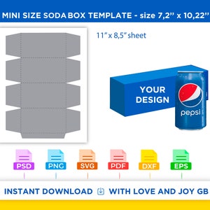 Mini Pepsi Soda Can Box Template, Svg, Png, Dxf, Eps, Label, Wrap ...