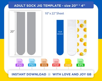 Adult Sock Jig Label Template, Png, Svg, Dxf, Eps, Pdf, Diy, Gift, Cut File, Wrapper, Canva, Notion, Cricut, Sublimation, Download, Print