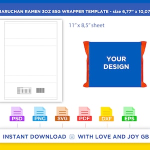 Maruchan Ramen Template with Nutritional Facts, Png, Svg, Dxf, Eps, Label, Wrapper, Cut file, Canva, Cricut, Silhouette, Sublimation, Gift