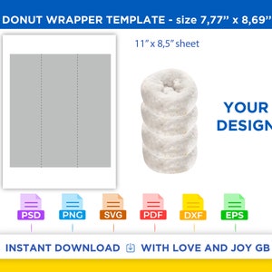 Donut Template, Svg, Png, Dxf, Eps, Pdf, Label, Wrapper, Canva, Cricut, Silhouette, Sublimation, Cut File, Printable, Digital, Diy, Gift