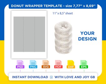 Donut Template, Svg, Png, Dxf, Eps, Pdf, Label, Wrapper, Canva, Cricut, Silhouette, Sublimation, Cut File, Printable, Digital, Diy, Gift