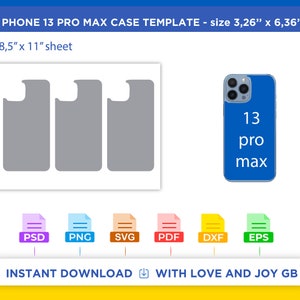 iPhone 13 Pro Max, Phone Case Template, Png, Svg, Dxf, Eps, Label, Wrapper, Canva, Cricut, Silhouette, Sublimation, Cut file, Digital, Gift