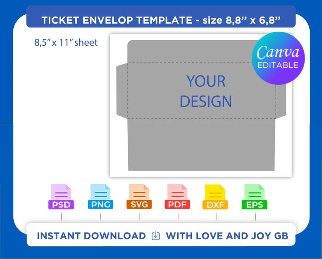 Ticket Envelope Template, Png, Svg, Dxf, Eps, Canva, Label, Wrapper