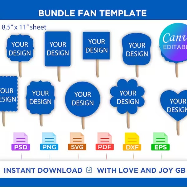 Bundle Paddle Fan Template, Church Fan, Wedding Fan, Graduation Fan, Hand Heart Fan, Birthday Fan, Christmas Fan, Halloween Fan, Svg, Png