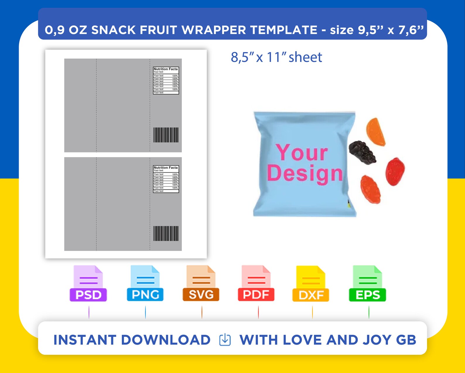 Fruit Snack Template Png Svg Dxf Eps Label Wrapper Etsy