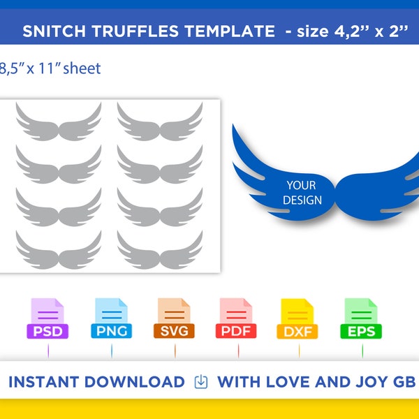 Snitch Truffles Tag Template, Svg, Png, Dxf, Eps, Label, Wrapper, Canva, Cricut, Silhouette, Cut File, Sublimation, Printable, Digital, Diy