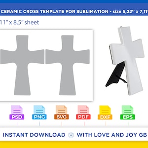 Ceramic Cross Template, Svg, Png, Dxf, Eps, Label, Wrapper, Canva, Silhouette, Cricut, Cut File, Sublimation, Printable, Digital, Diy, Gift