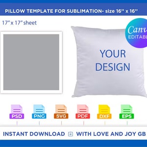 Pillow Template, Png, Svg, Dxf, Eps, Pdf, Psd, Gift, Diy, Label, Wrapper, Cut File, Canva, Notion, Cricut, Sublimation, Download, Printable