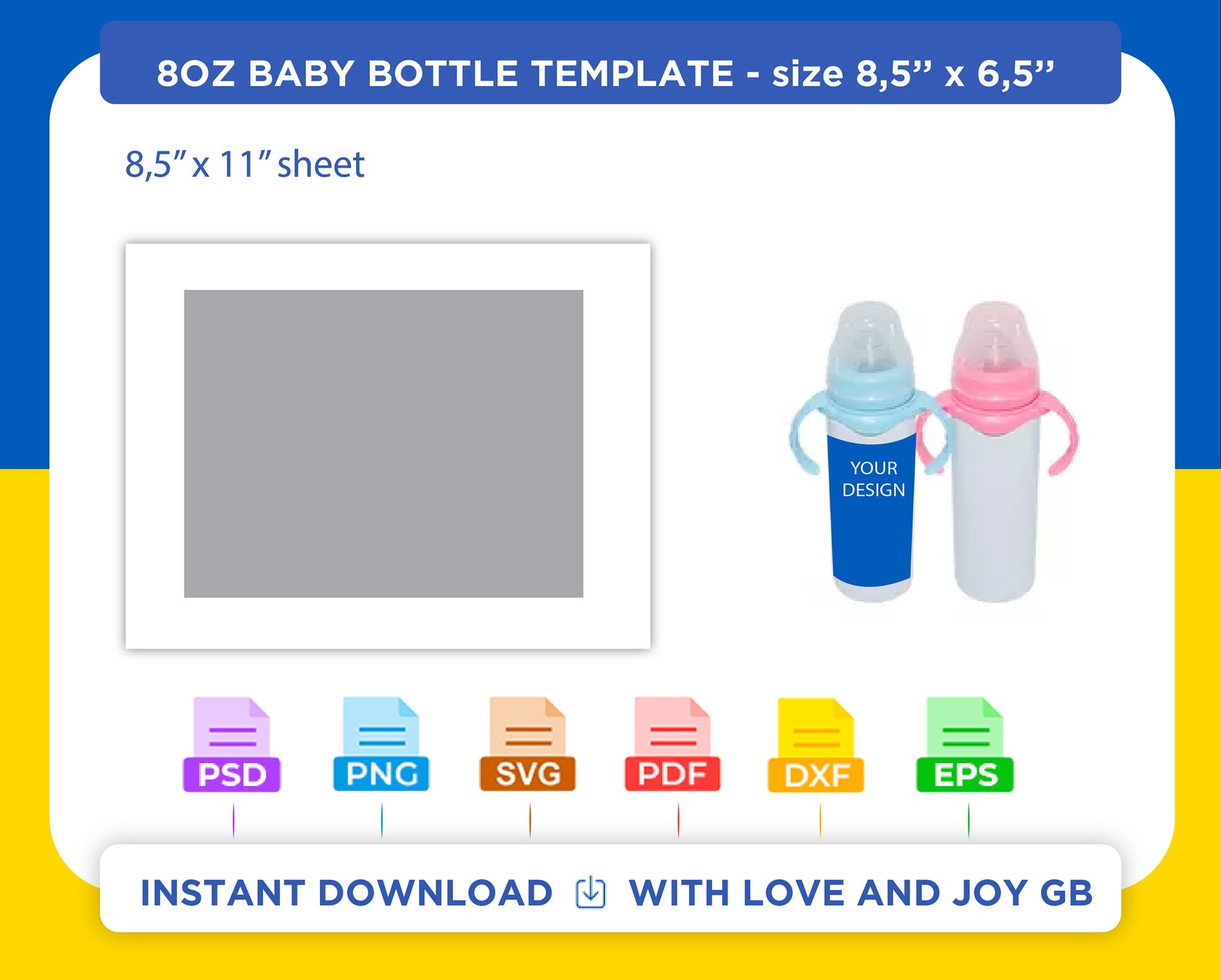Baby Milk Bottle Template Sublimation Template Psd Png Etsy