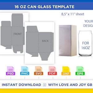 Can Glass Box Template, Svg, Png, Dxf, Eps, Label, Wrapper, Canva, Cricut, Silhouette, Cut File, Sublimation, Printable, Digital, Diy, Gift