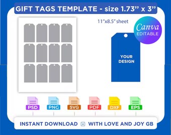 Plantilla de etiqueta de regalo, plantilla de etiqueta de boda, plantilla de etiqueta de envío, plantilla de etiqueta de agradecimiento, Png, Svg, Canva, Cricut, Silhouette, Sublimación