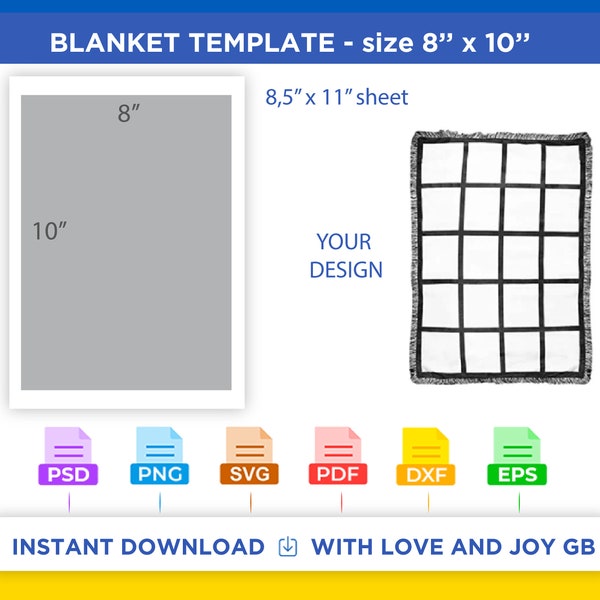 Blanket Template, Png, Svg, Dxf, Eps, Label, Wrapper, Cut file, Canva, Cricut, Silhouette, Sublimation, Printable, Digital, Diy, Gift